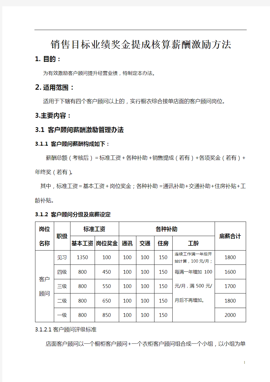 销售目标业绩奖金提成核算薪酬激励方法