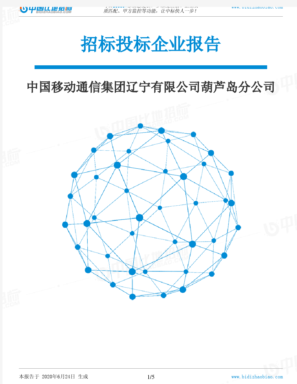 中国移动通信集团辽宁有限公司葫芦岛分公司-招投标数据分析报告