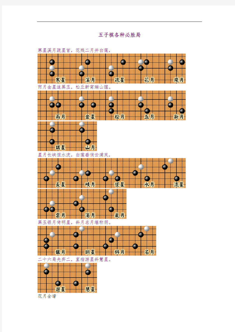 五子棋各种必胜局