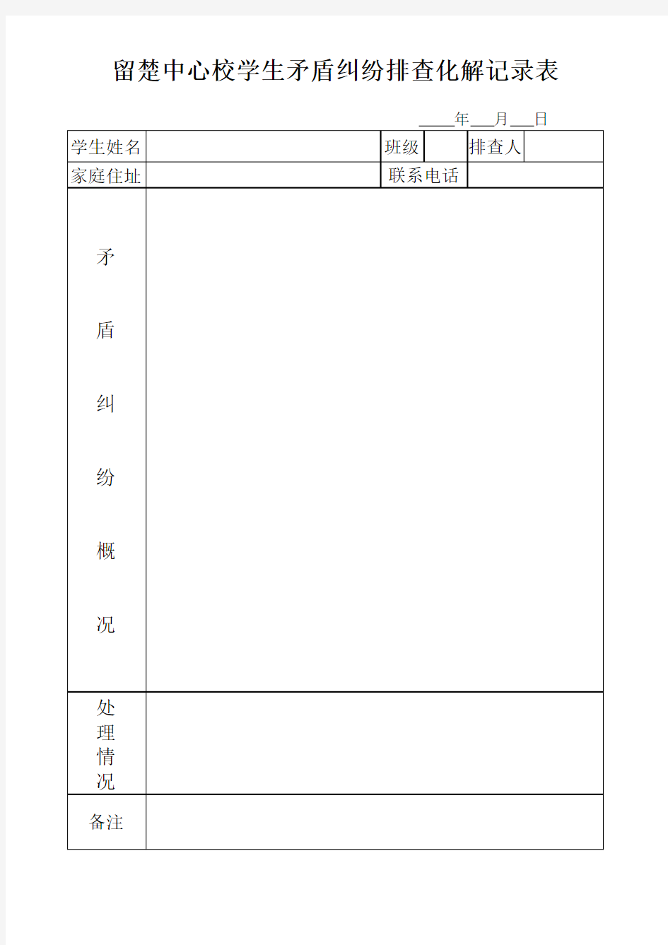 学生矛盾纠纷排查化解记录(1)