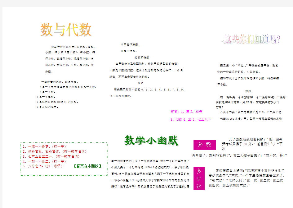 数学电子小报模板