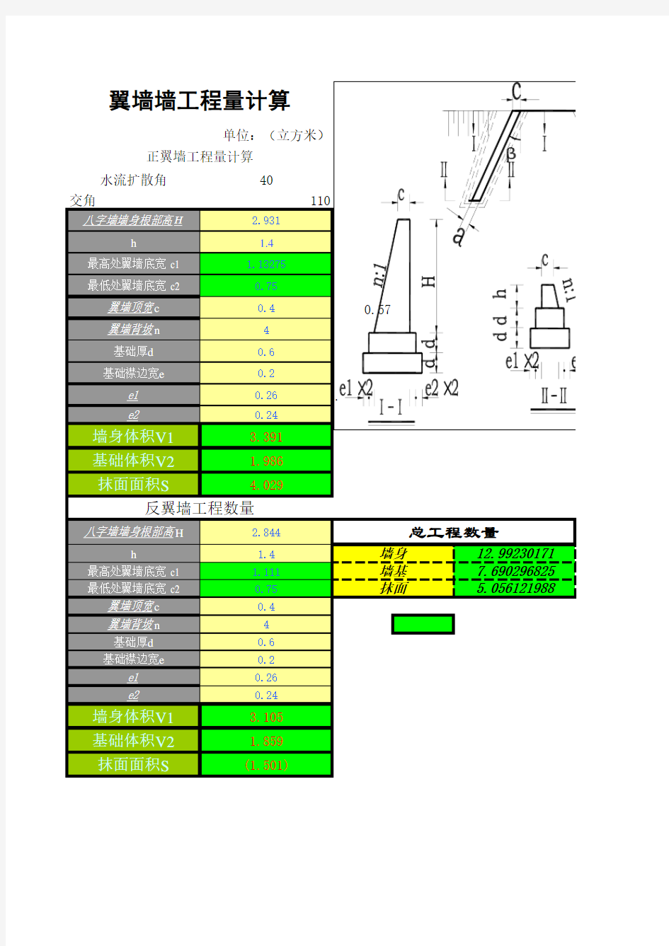 涵洞八字墙计算公式(完全)