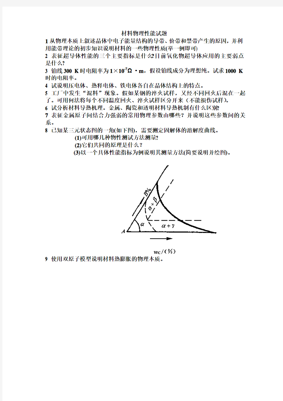 材料物理性能试题(研究生)