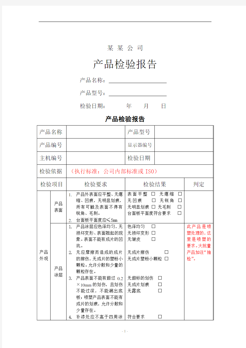 产品检验报告范文