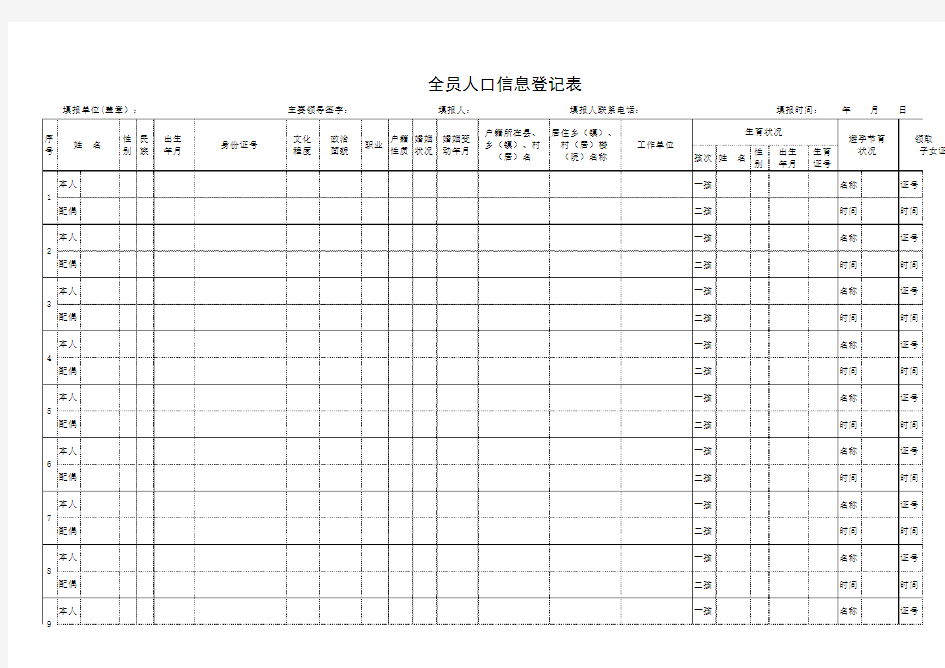 全员人口信息登记表