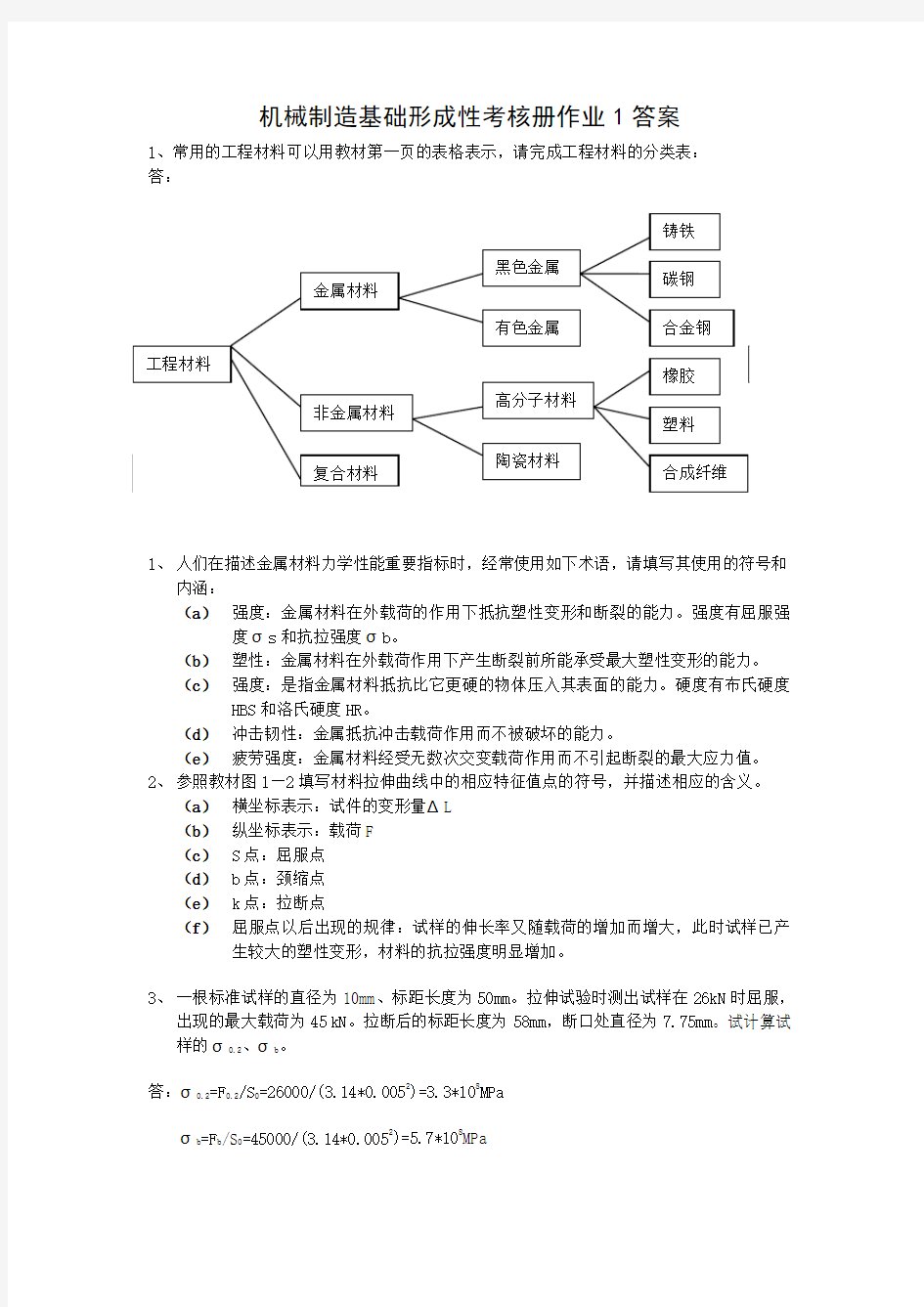 机械制造基础形成性考核册作业1答案