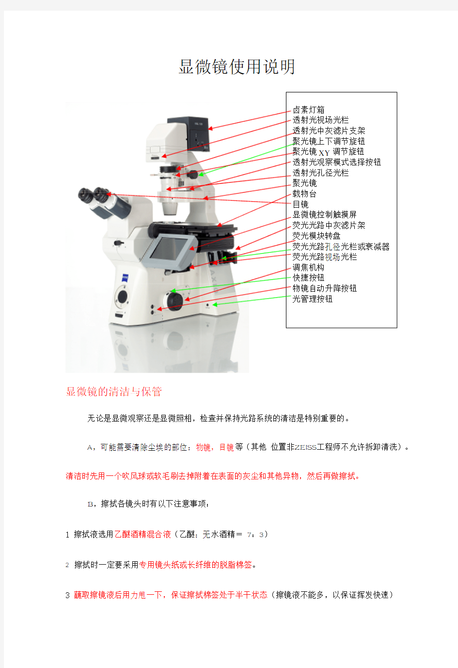 显微镜简易使用手册——【蔡司精品】