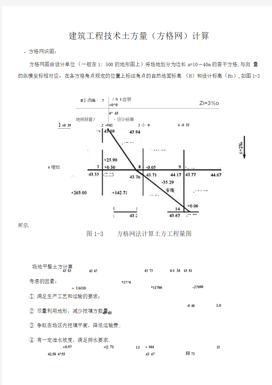 -建筑工程技术土方量(方格网)计算