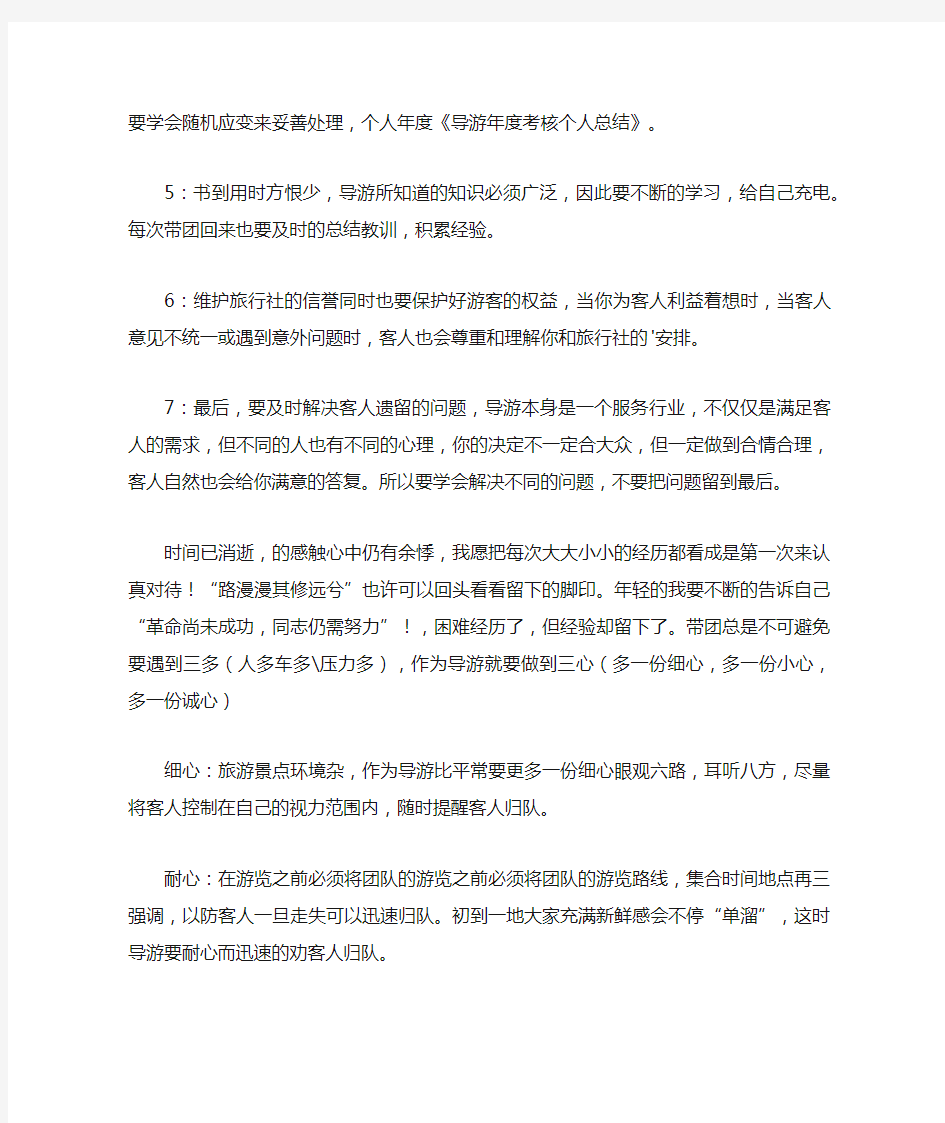 导游年度考核个人工作总结.