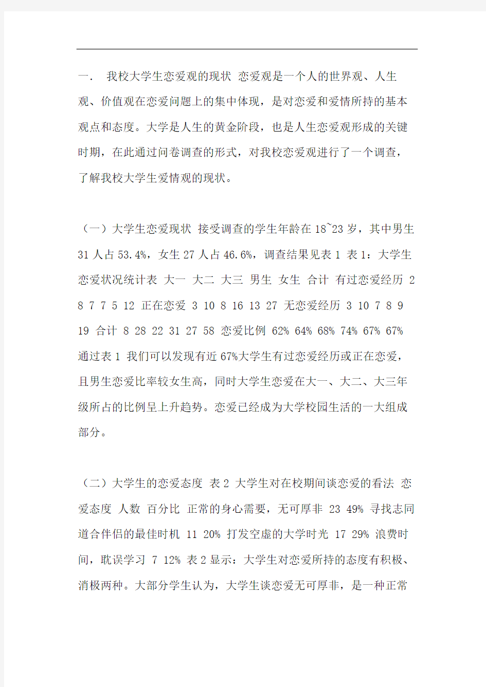 大学生恋爱观利与弊 [关于当代大学生恋爱观的调查报告]