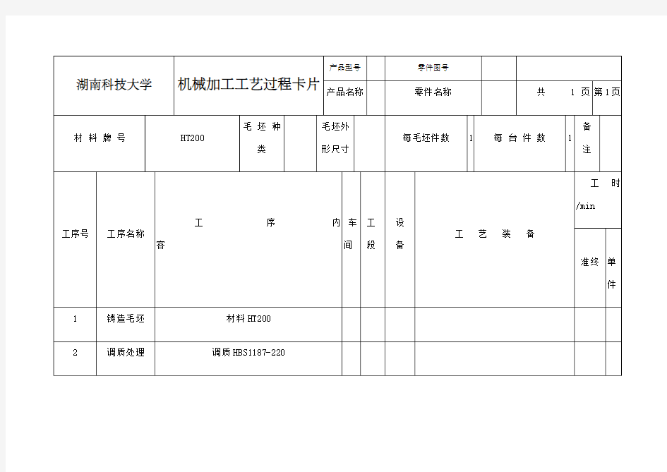 机械制造张紧轮支架机械加工工艺过程卡工序卡