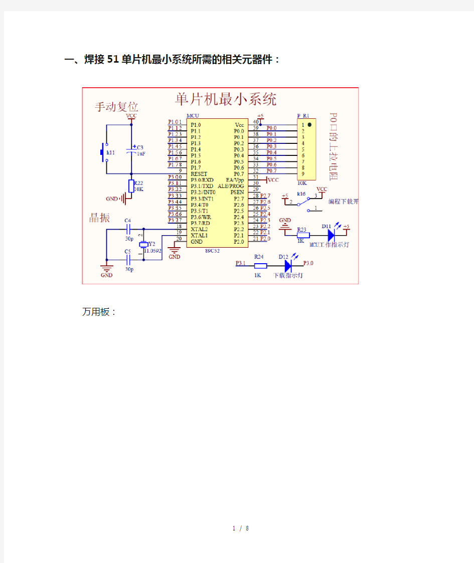 单片机最小系统及元件