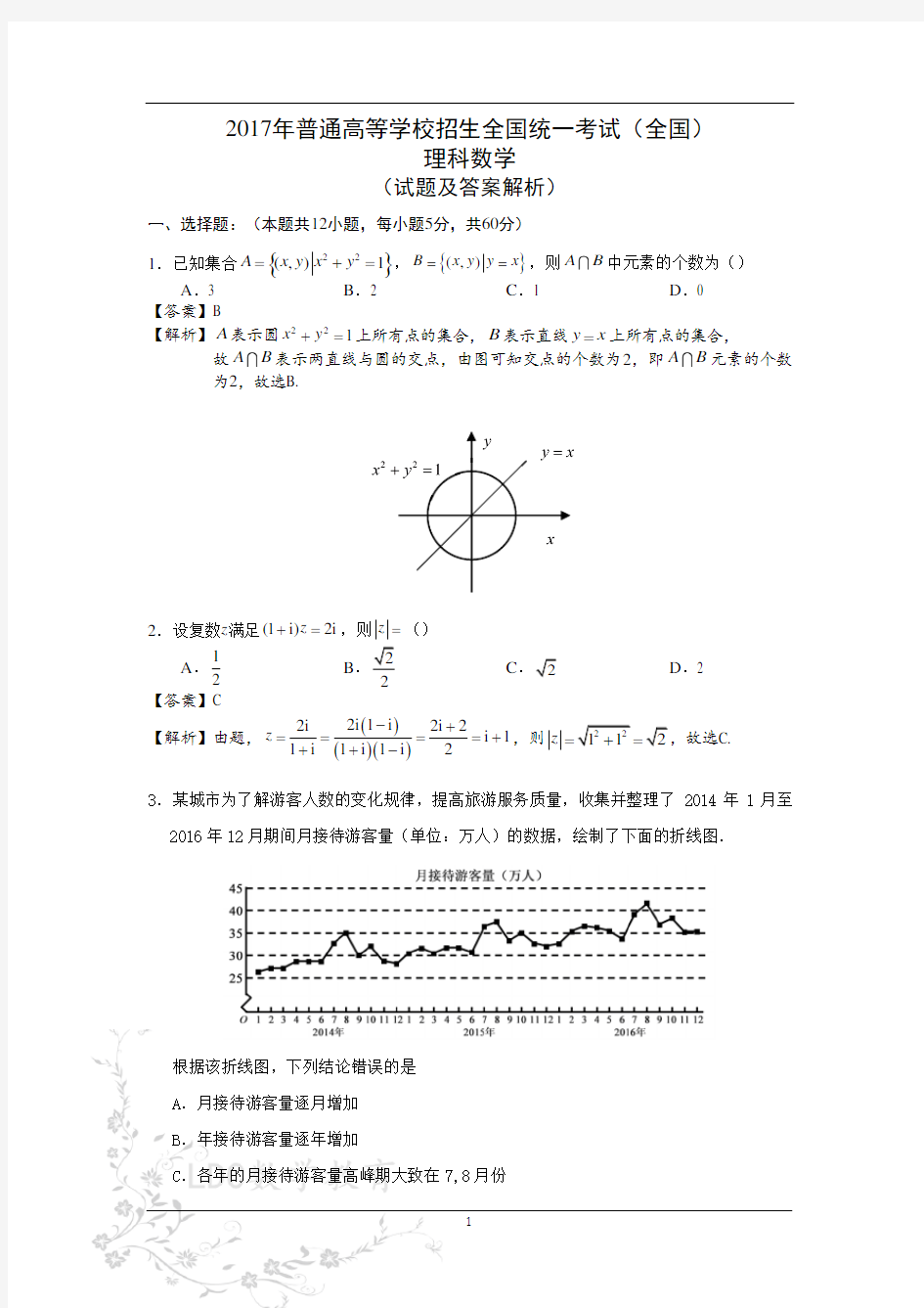 2017高考全国3卷理科数学试题及答案