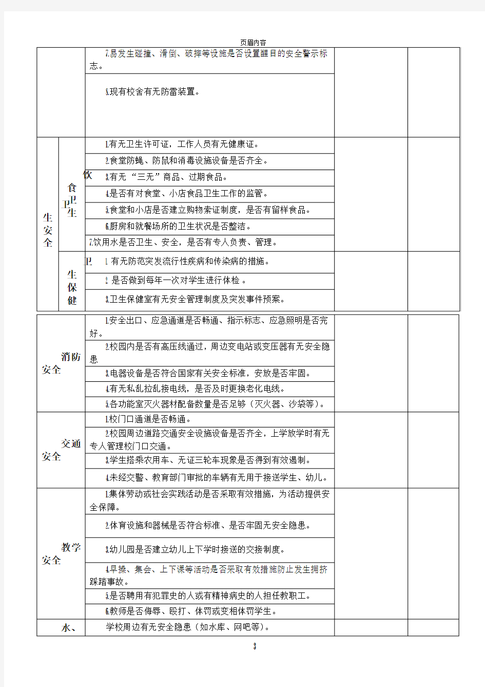 校园安全检查记录表001