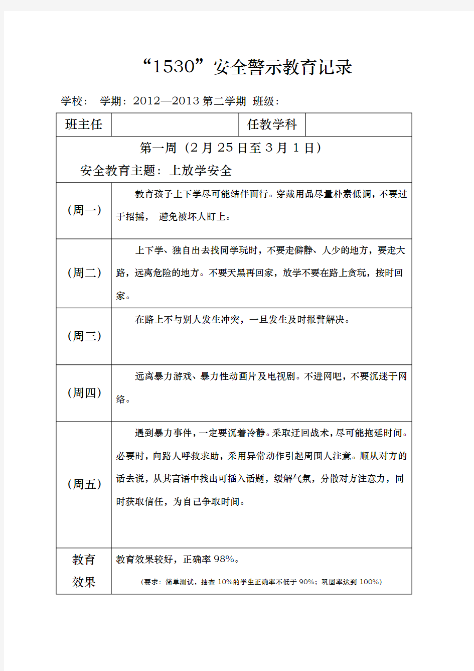 1530安全警示教育记录新资料全