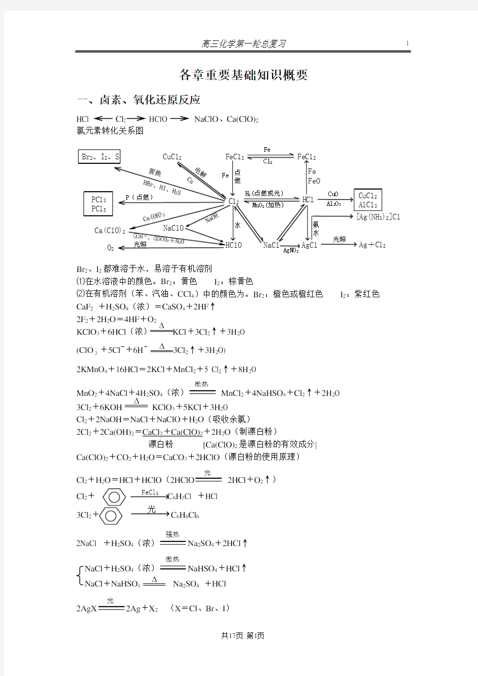 高三化学第一轮复习总结资料.