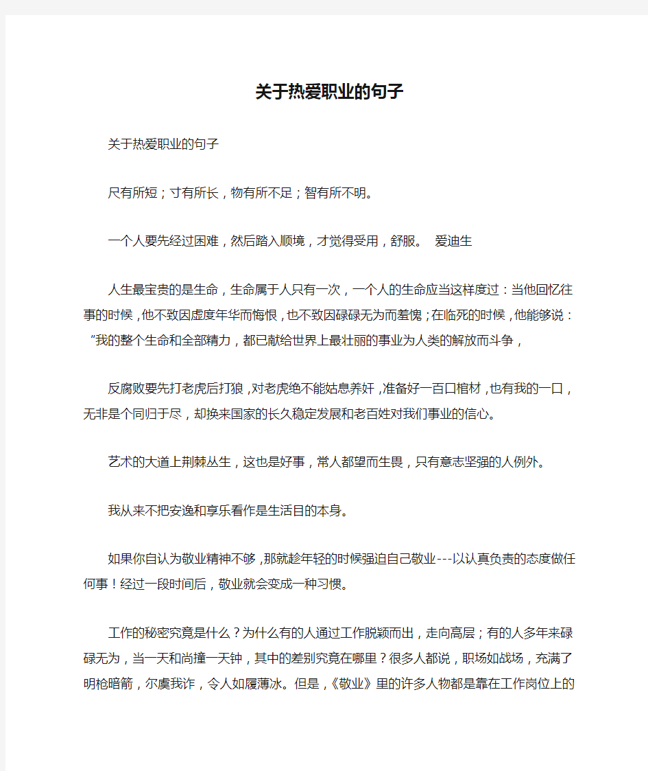 关于热爱职业的句子