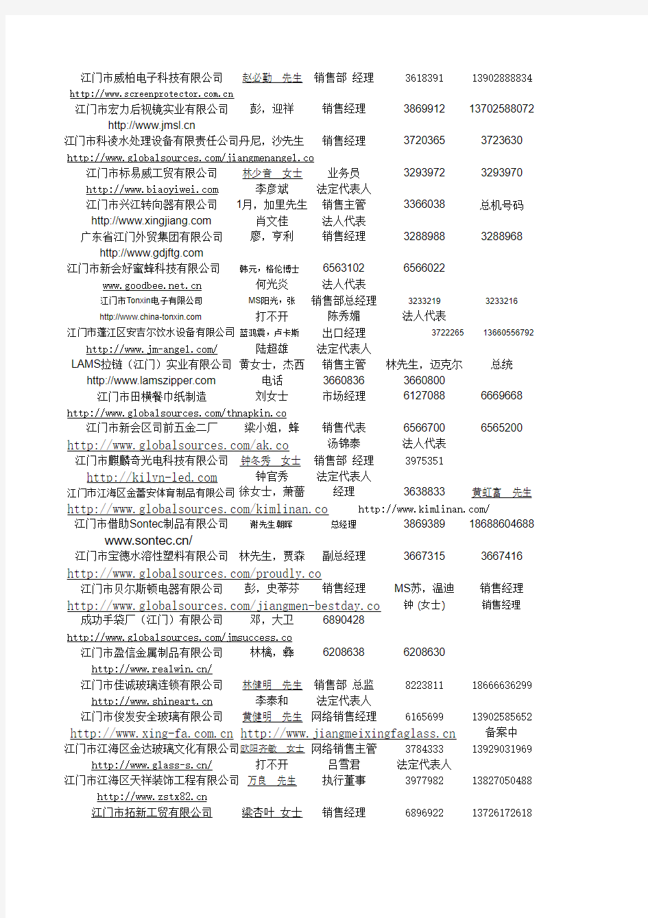 江门企业资料