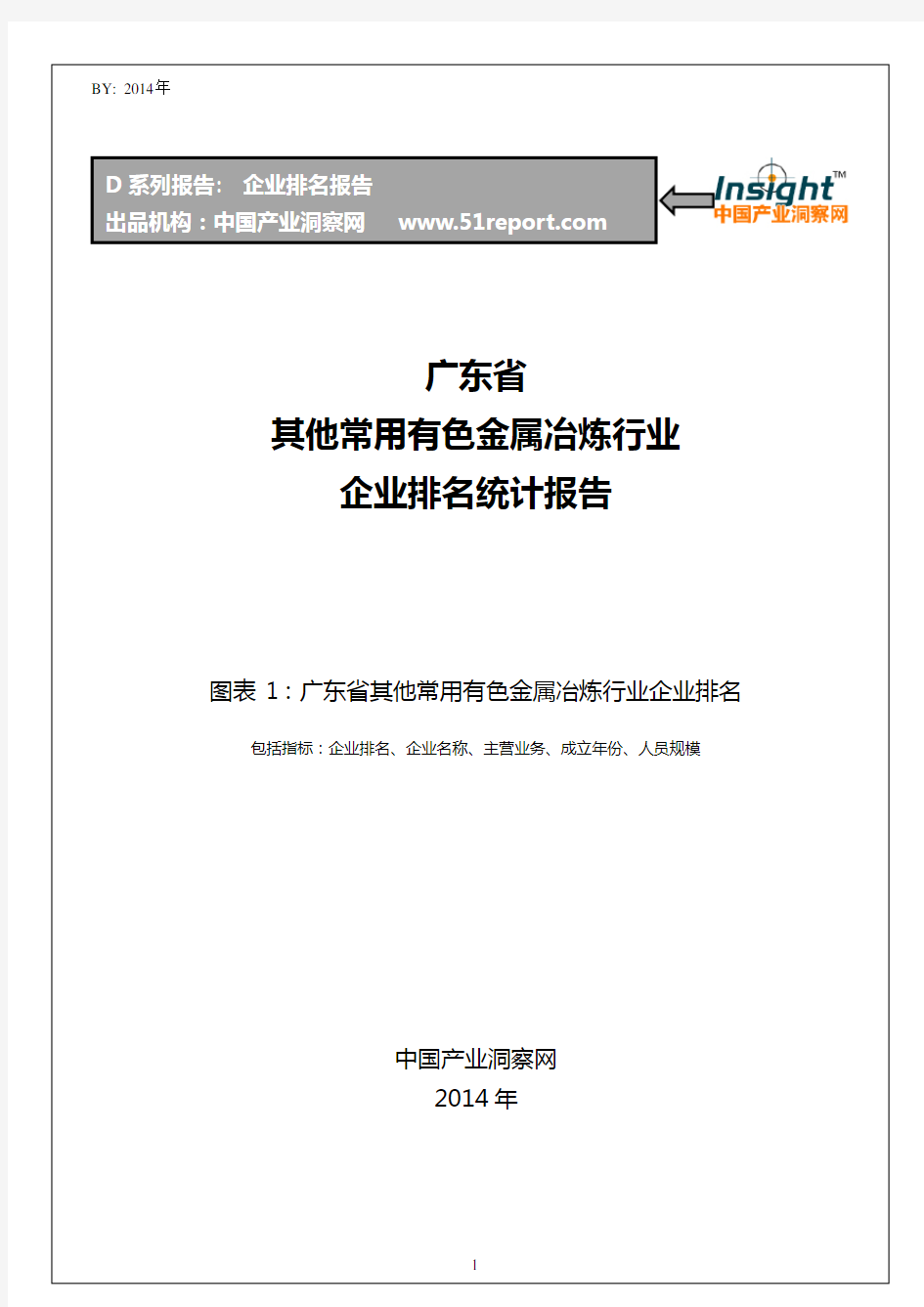 广东省其他常用有色金属冶炼行业企业排名统计报告