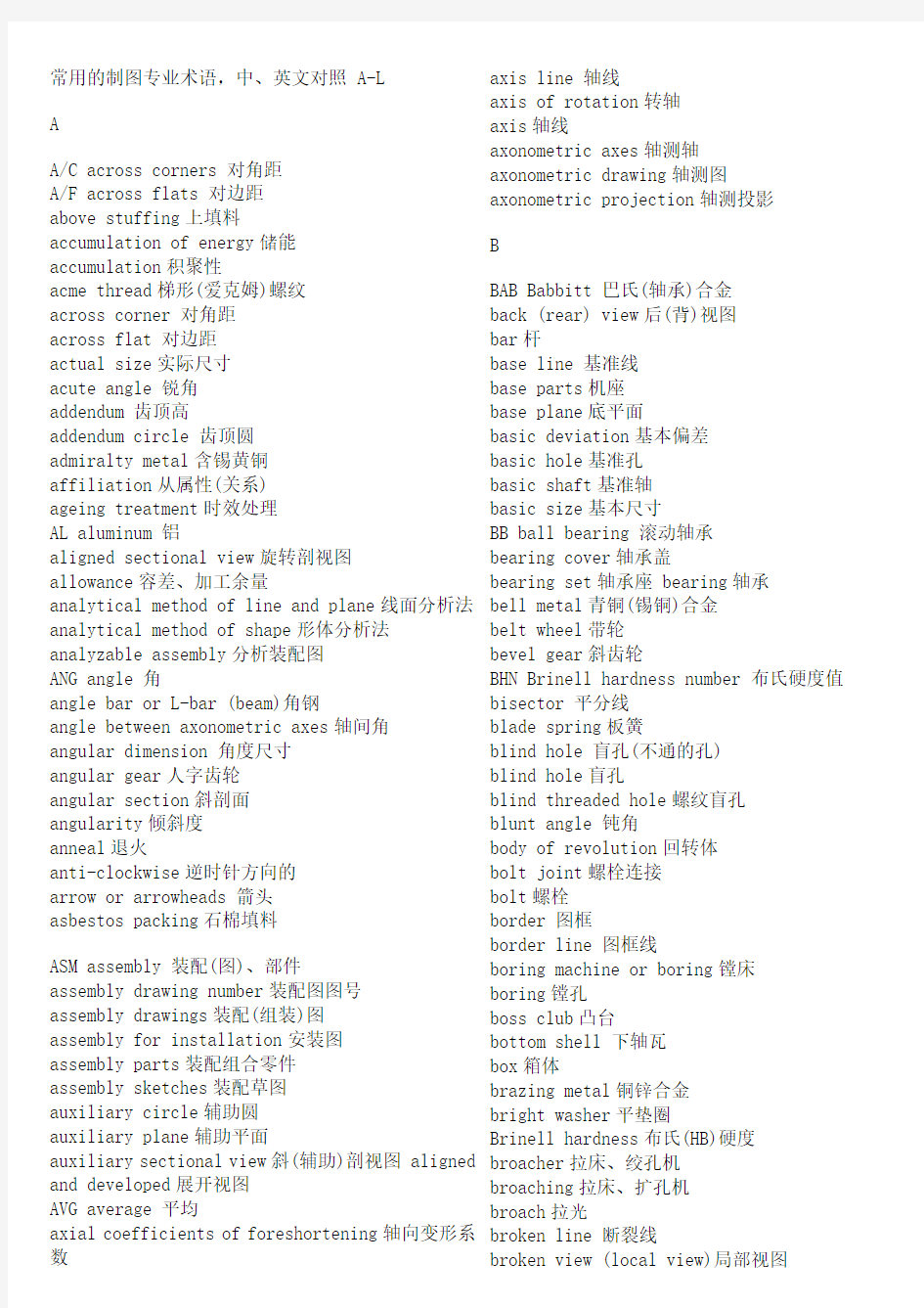 常用的制图专业术语-中英文
