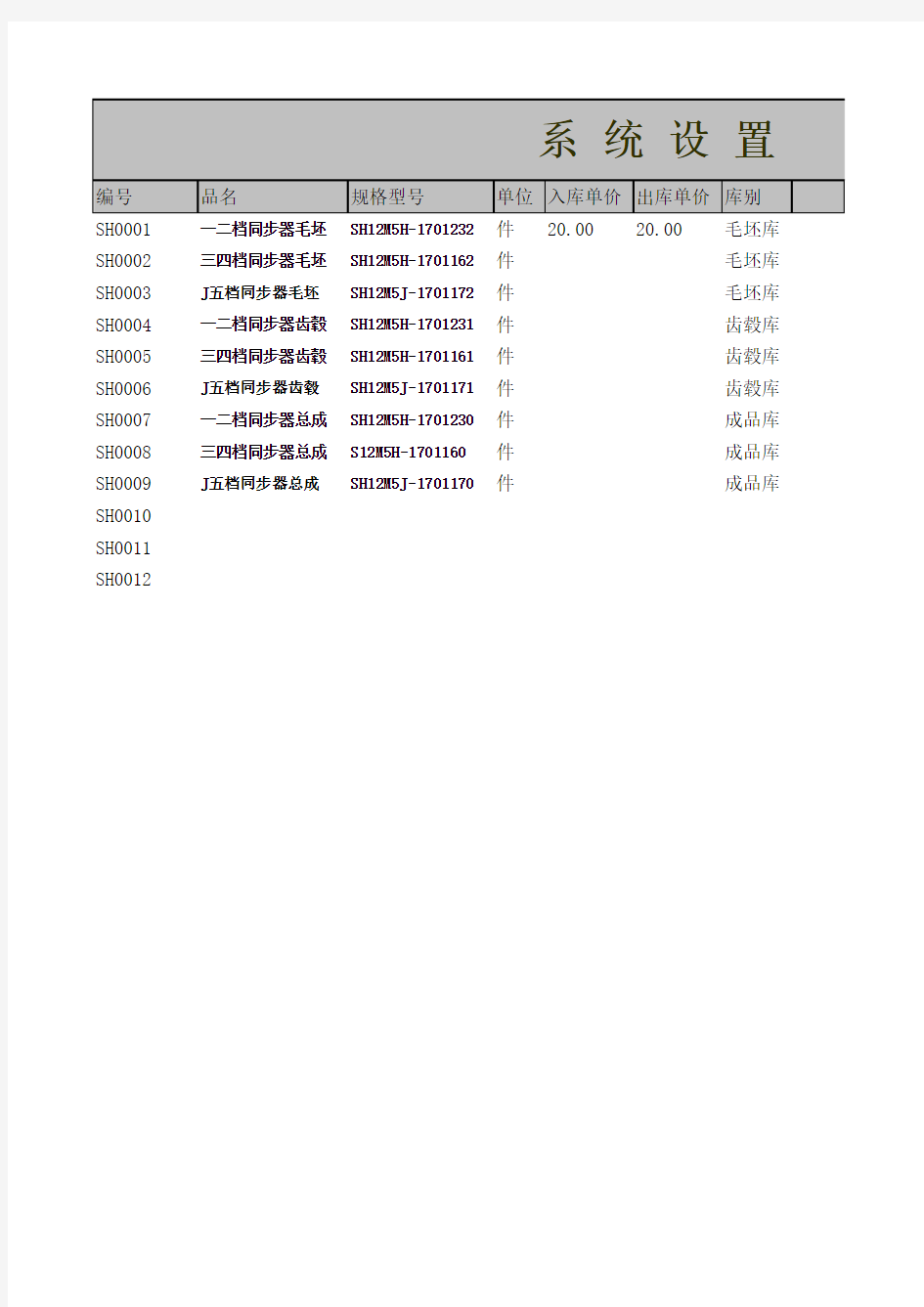 仓库库存管理系统(Excel表格)