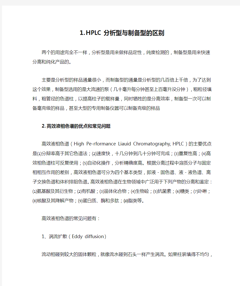 HPLC分析型与制备型的区别