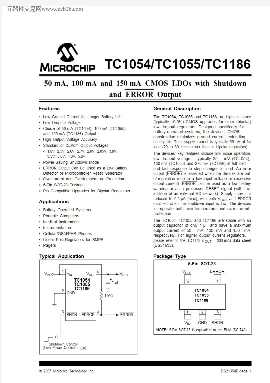 TC1055-2.6VCT713中文资料