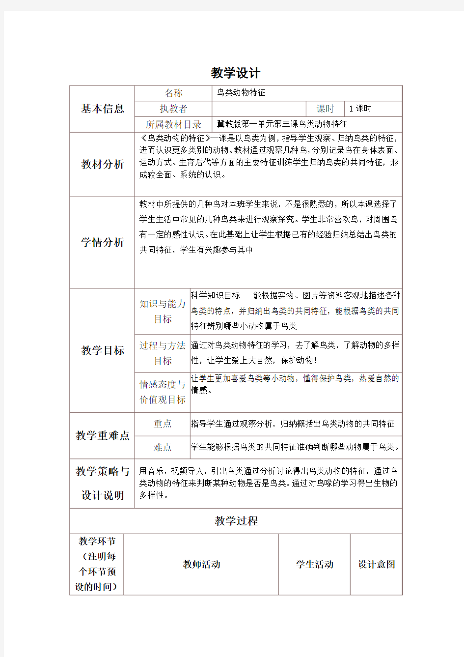 鸟类动物特征