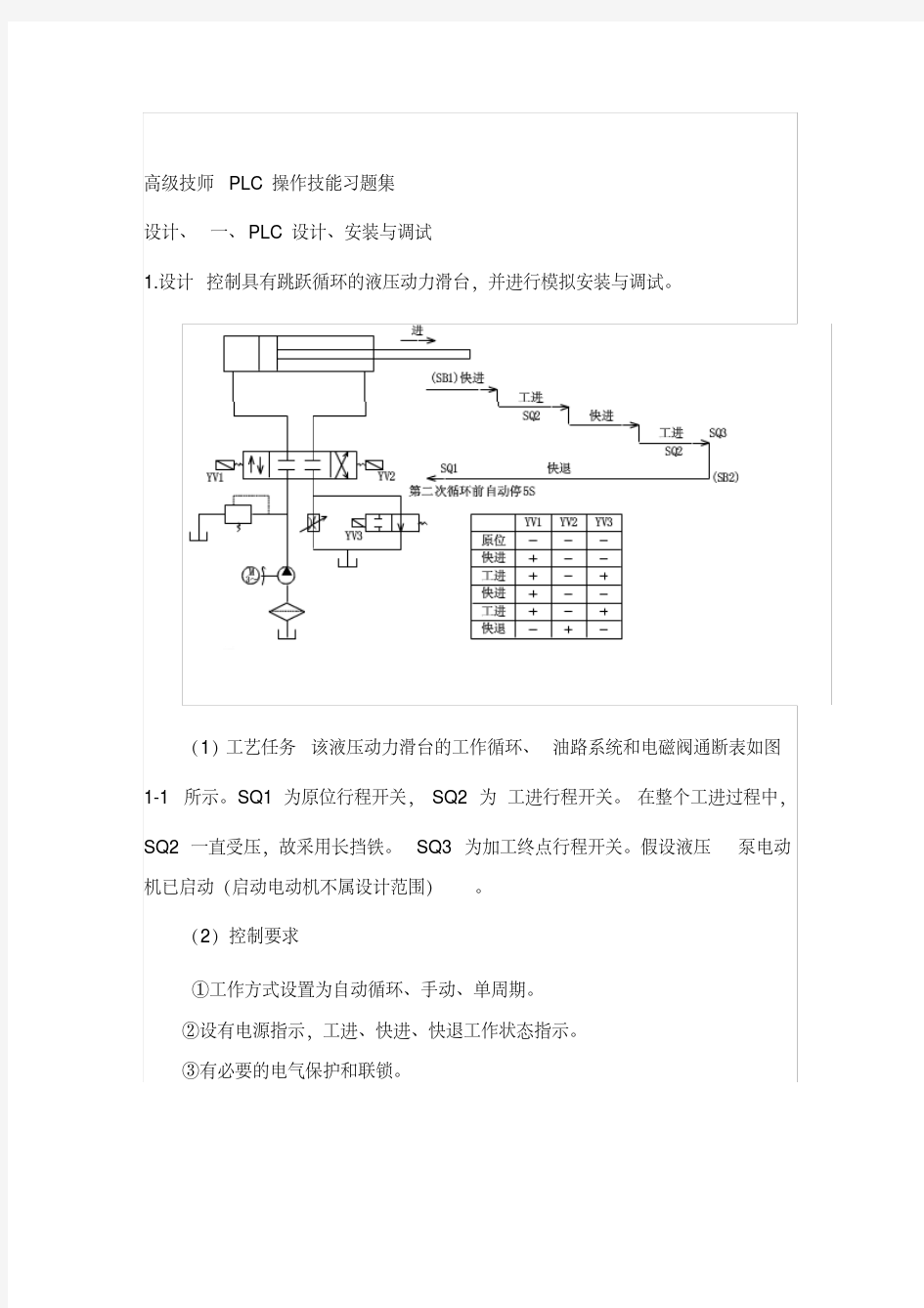 维修电工高级技师PLC操作技能习题集