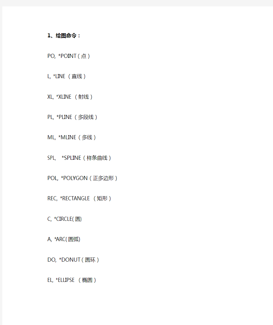 AutoCAD常用快捷键命令大全(文字版