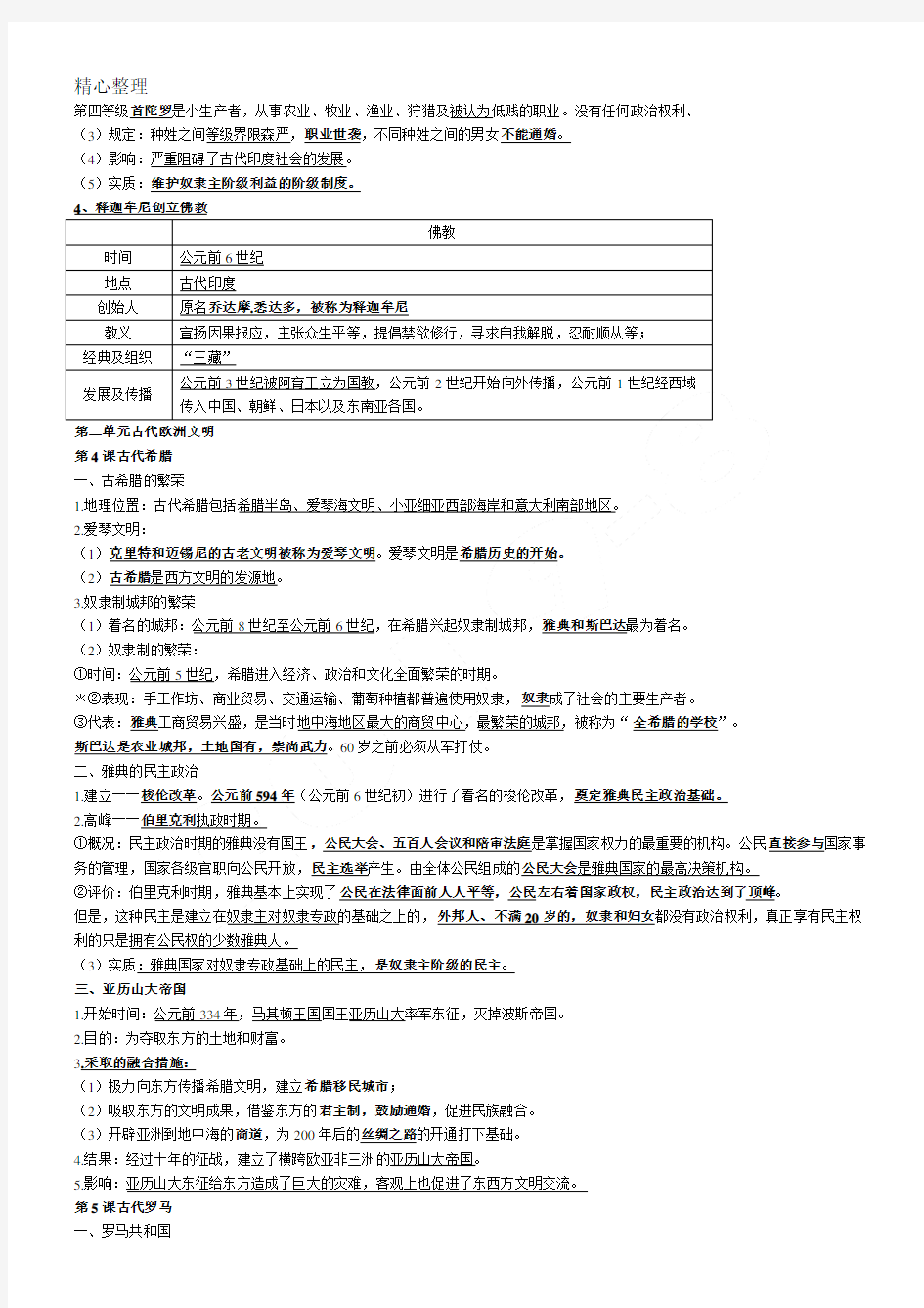 (完整版)世界古代史知识梳理