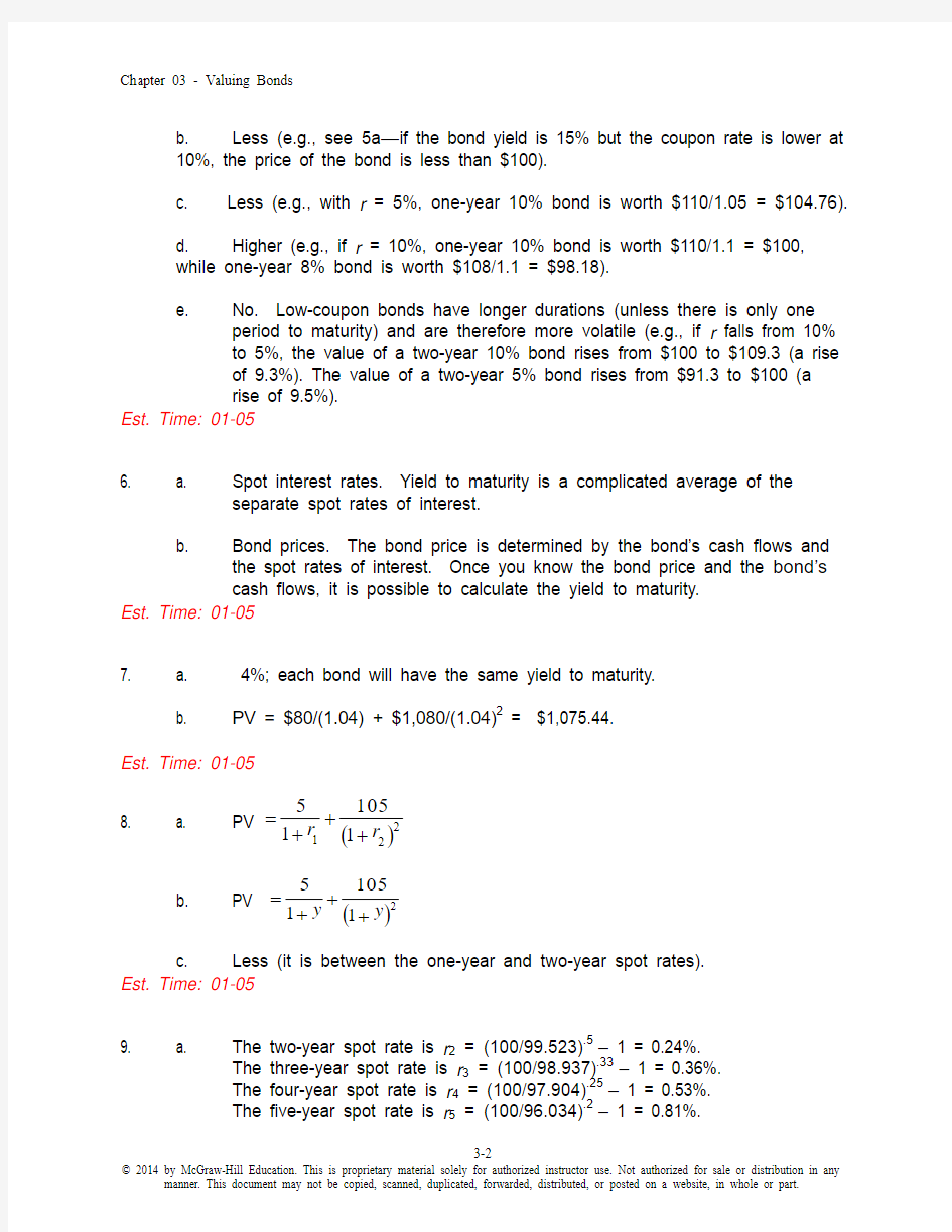 公司财务原理Principles of Corporate Finance(11th edition)_课后习题答案Chap003