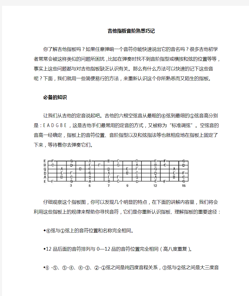 关于吉他指板和如何熟悉指板上的音阶