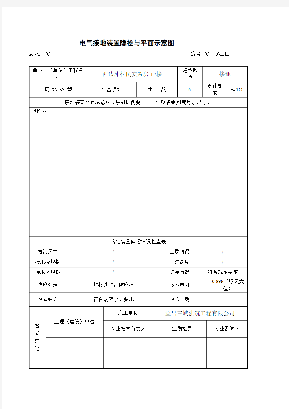 5、电气接地装置隐检与平面示意图