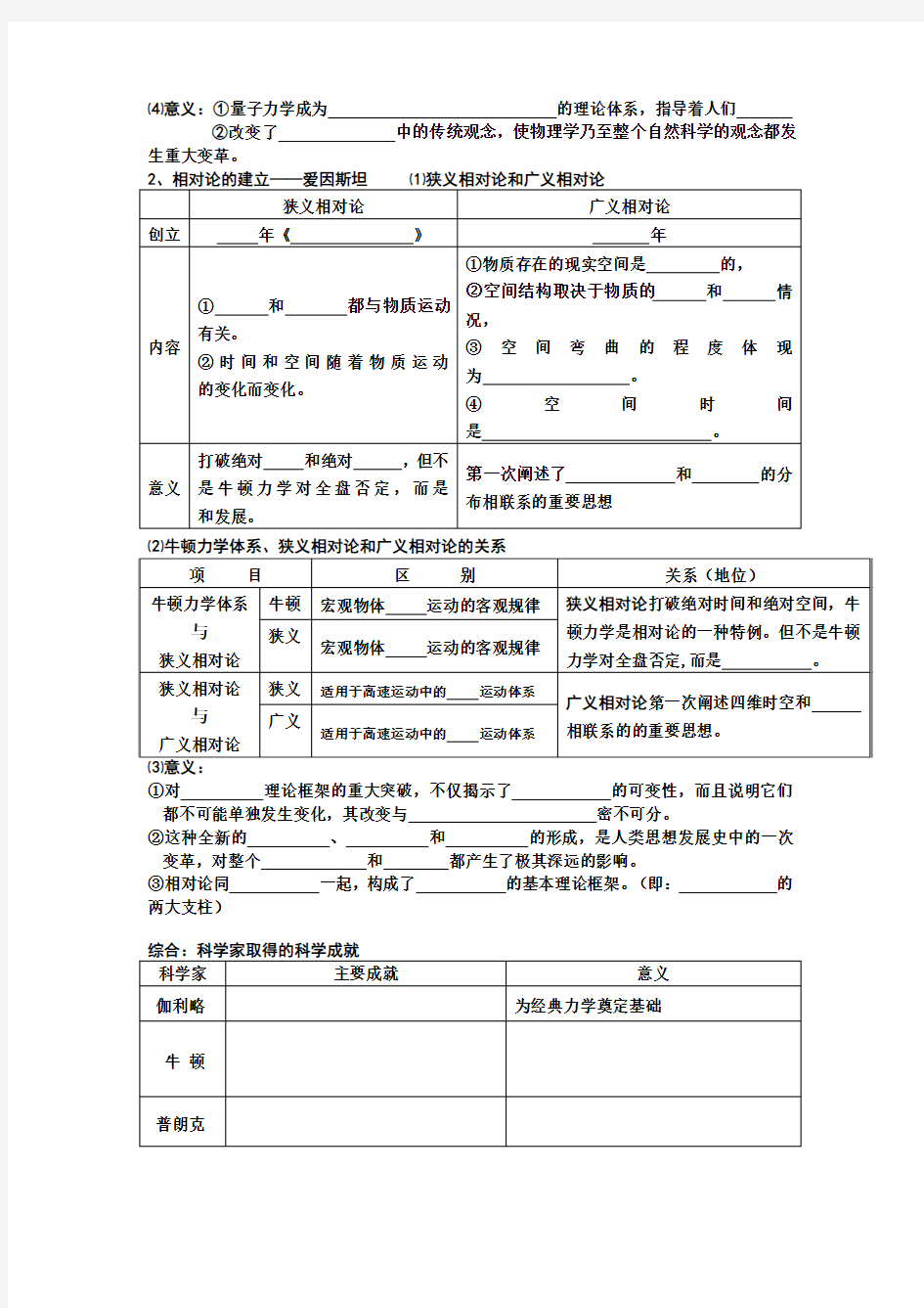 近代物理学的奠基人和革命者导学案