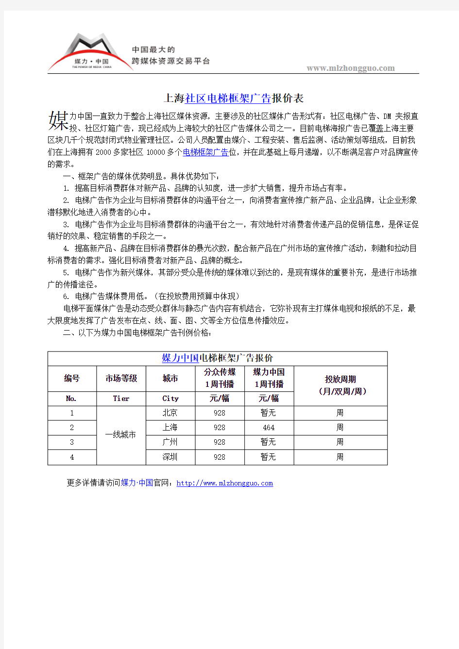 上海社区电梯框架广告报价表
