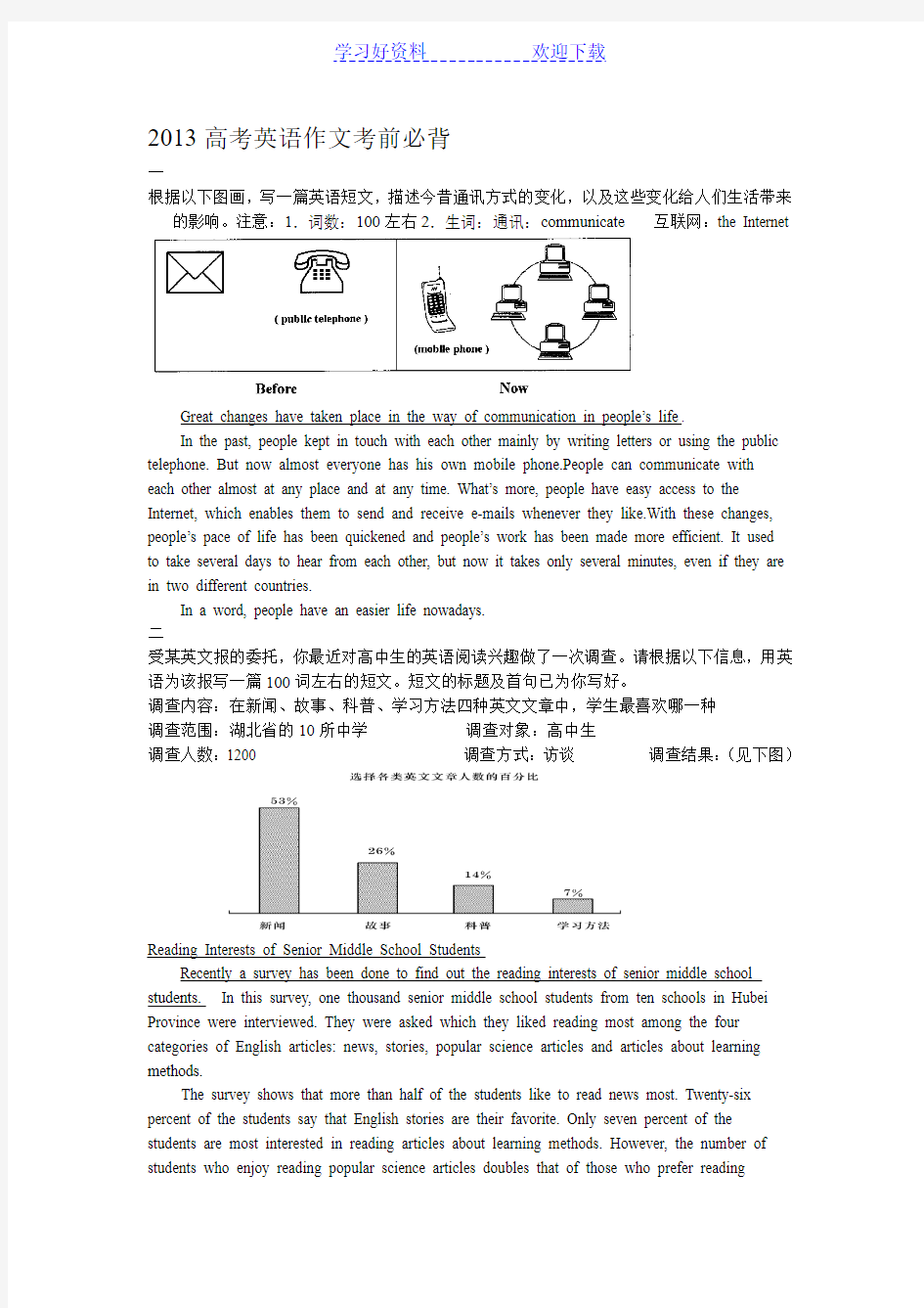 高考英语考前必背 