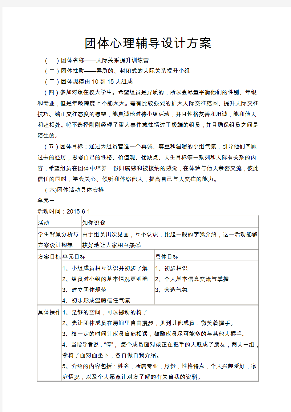 团体心理辅导设计方案和对策