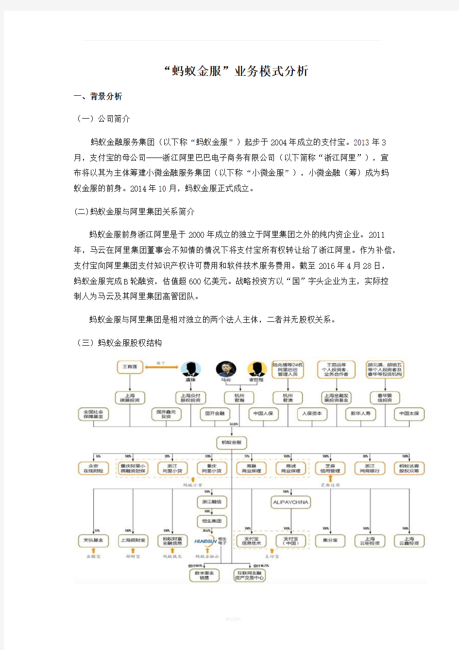 “蚂蚁金服”业务模式分析