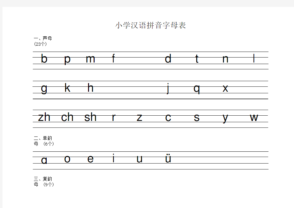 小学汉语拼音字母表