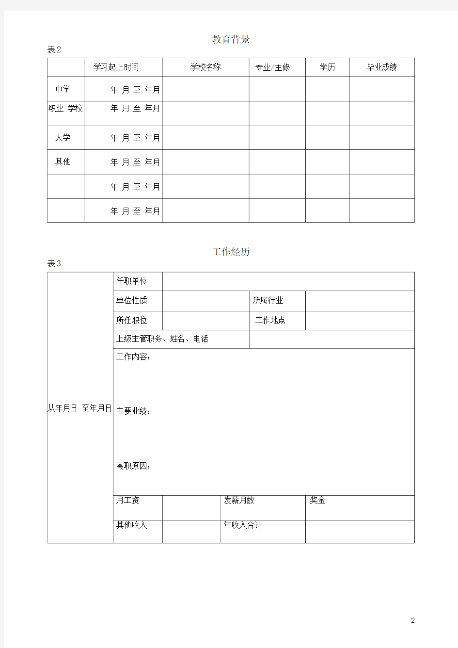 应聘登记表(电子版)