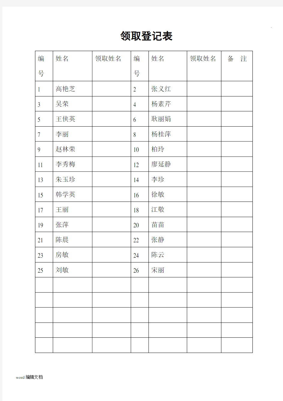 活动奖品领取登记表_最新版