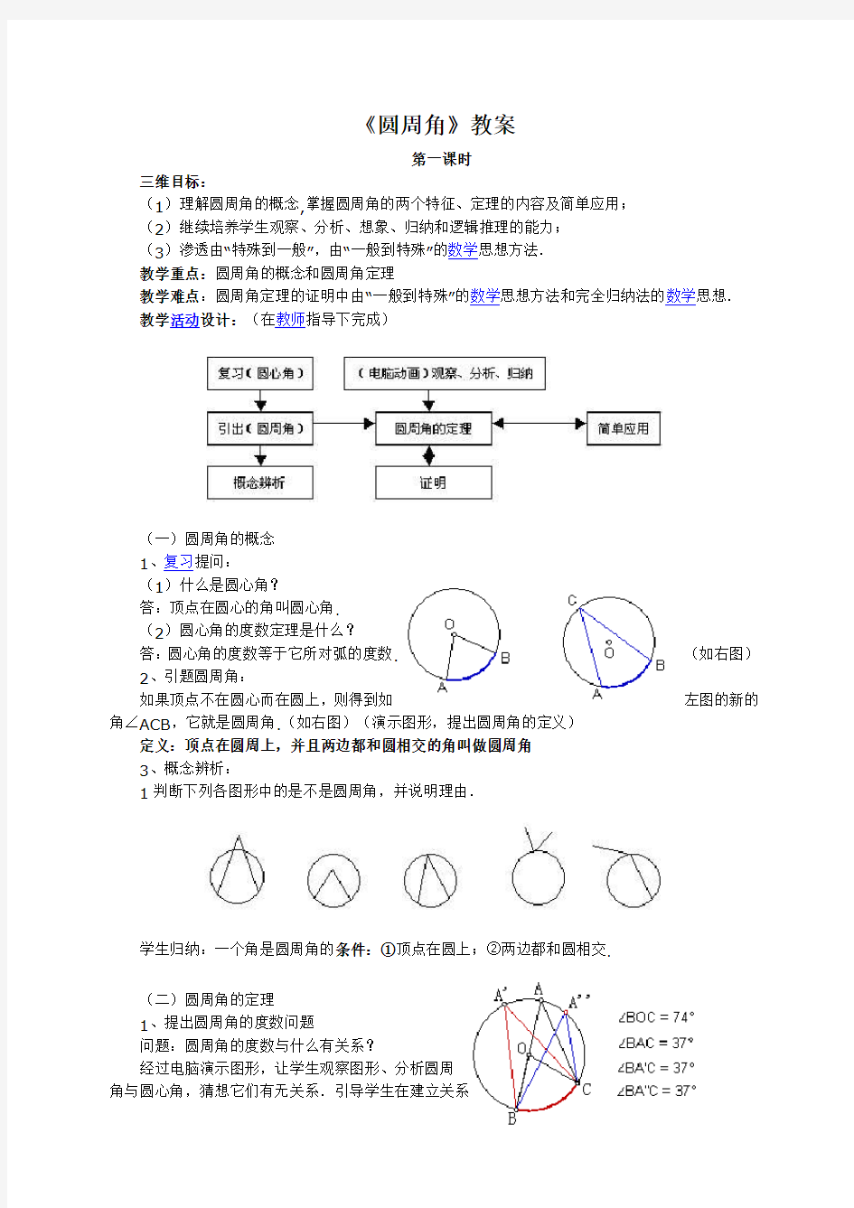 圆周角教学设计 人教版〔优秀篇〕