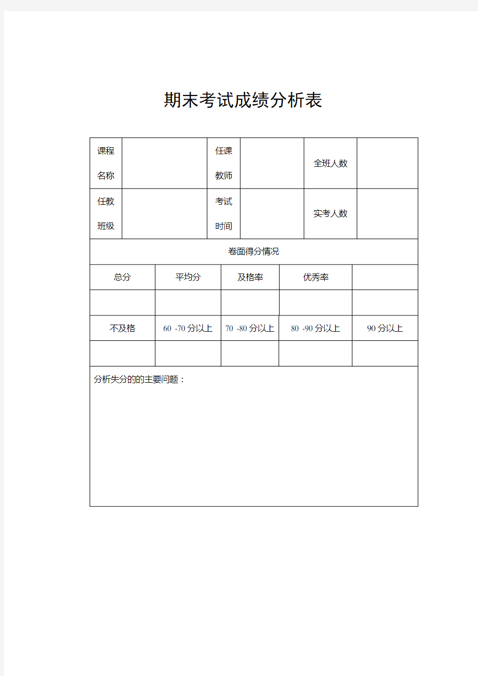 期末考试成绩分析表 (2)