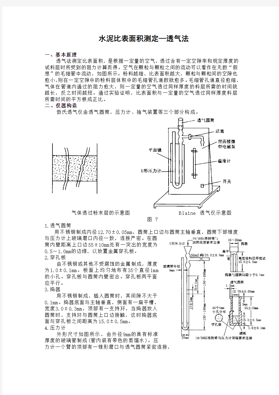 水泥比表面积测定