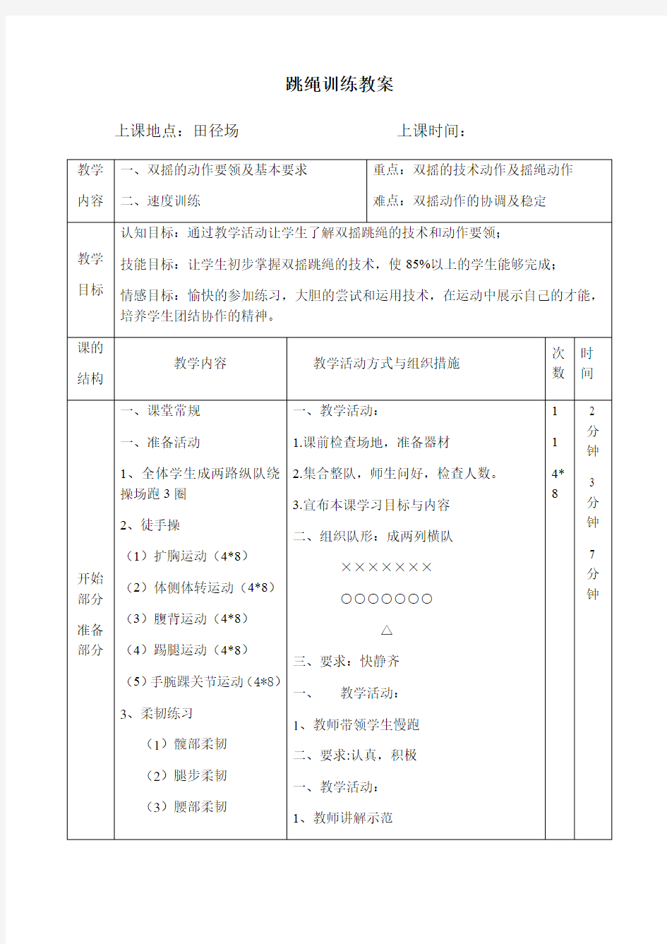 跳绳训练教案