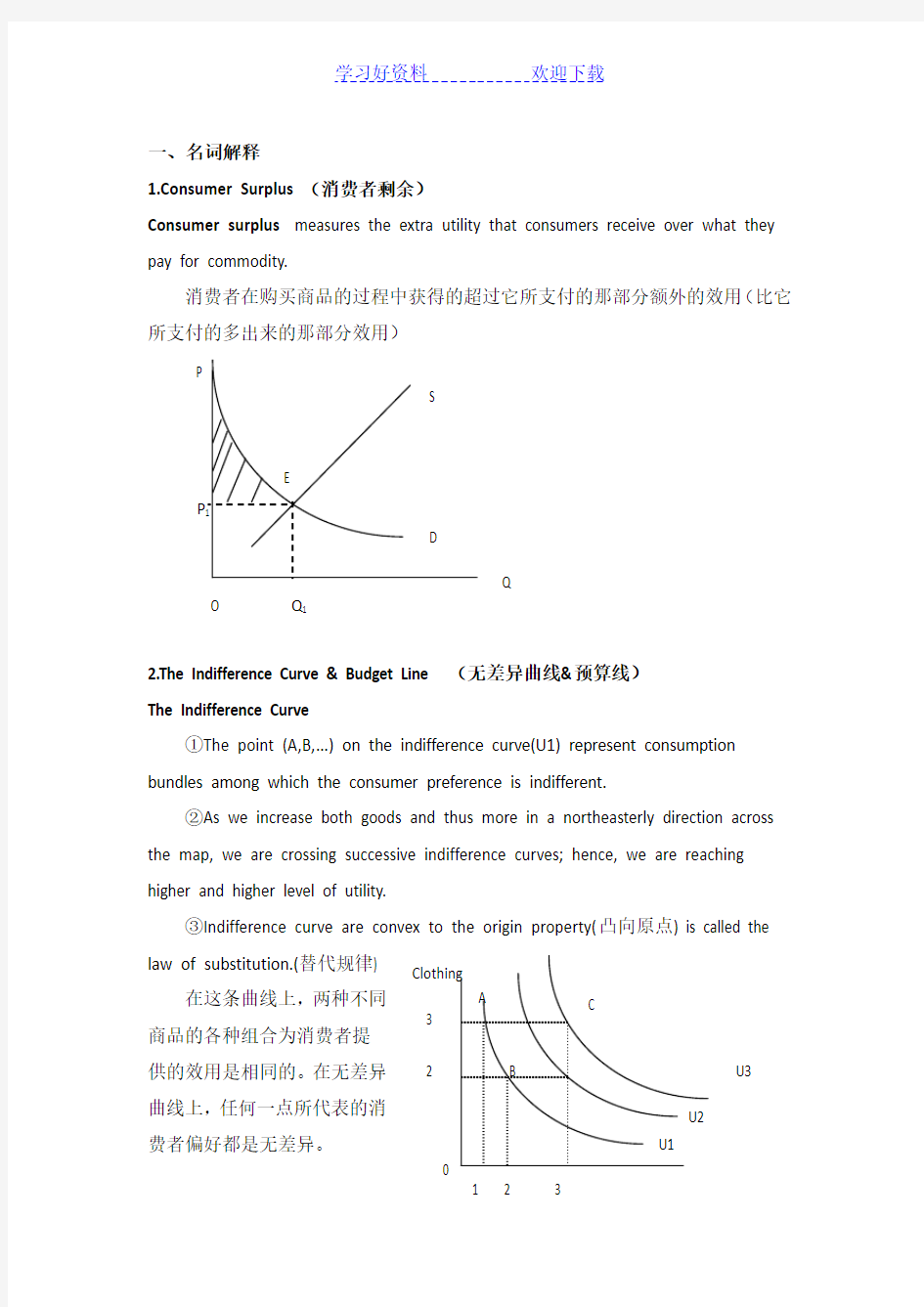 微观经济学名词解释