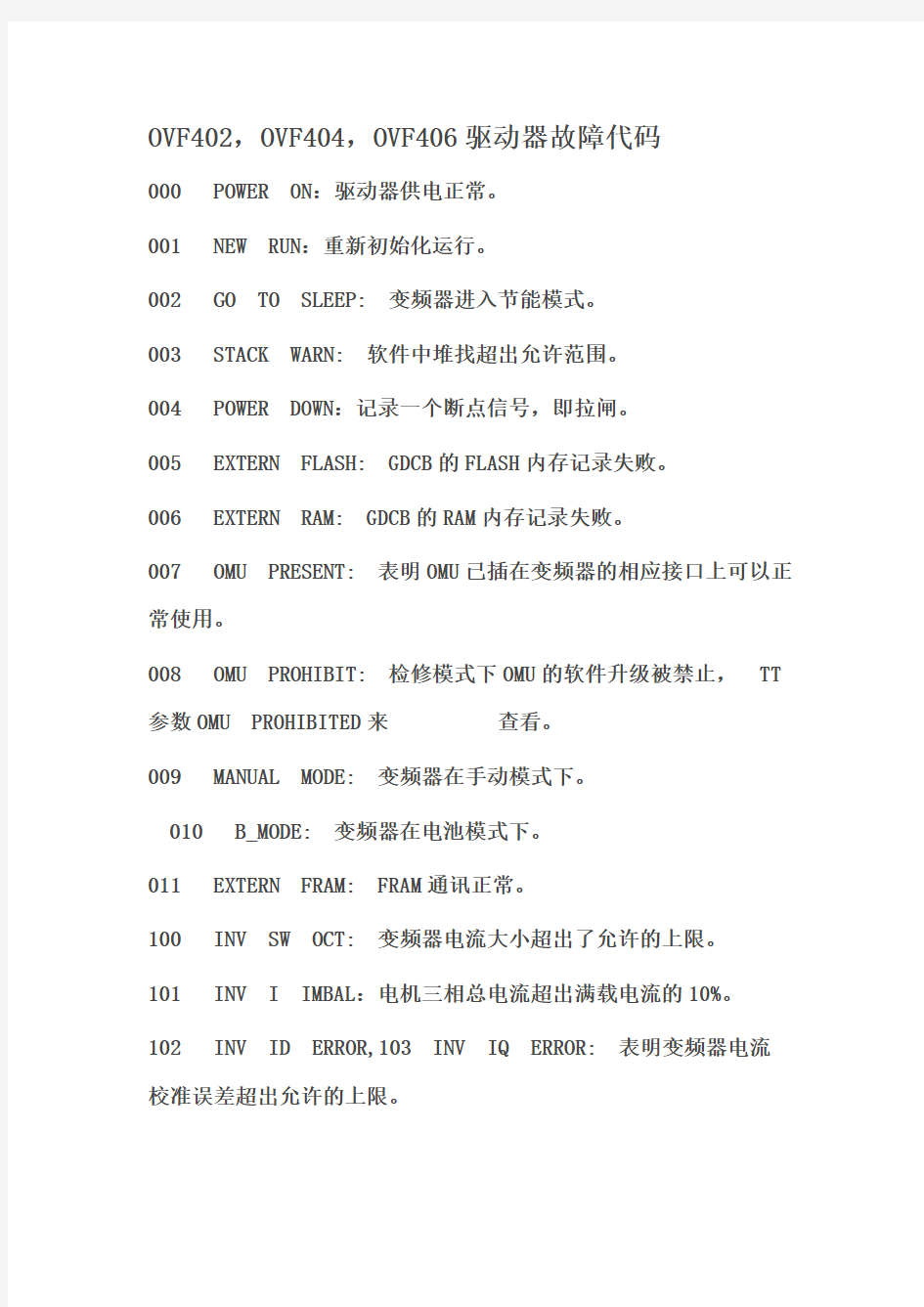 OTIS故障代码-中文版