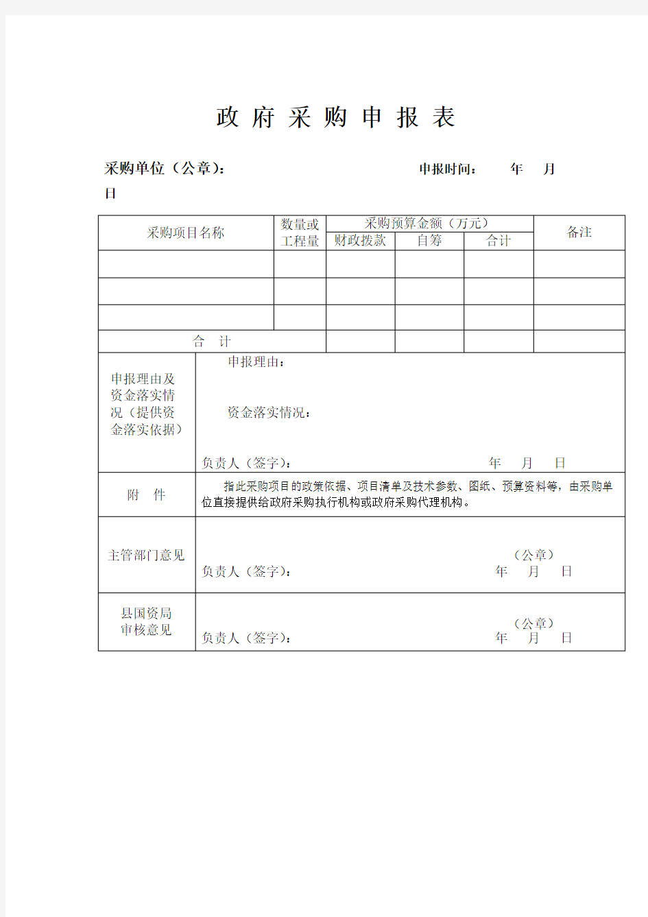 采购申报表