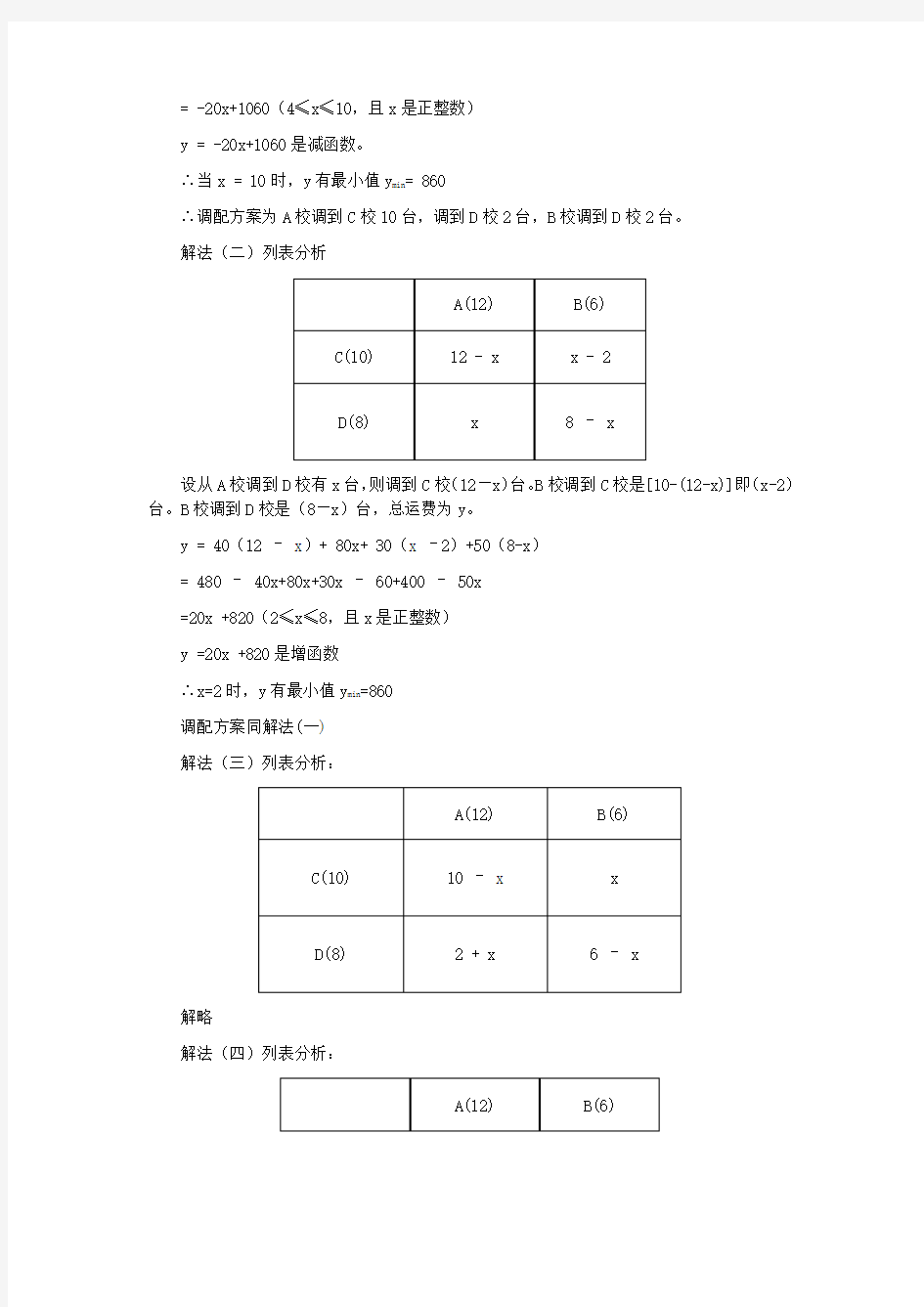 利用一次函数解决实际问题